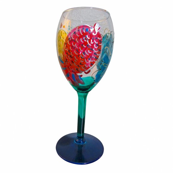 Set of 4 Hand Painted Wine Glasses - Picture 5 of 8